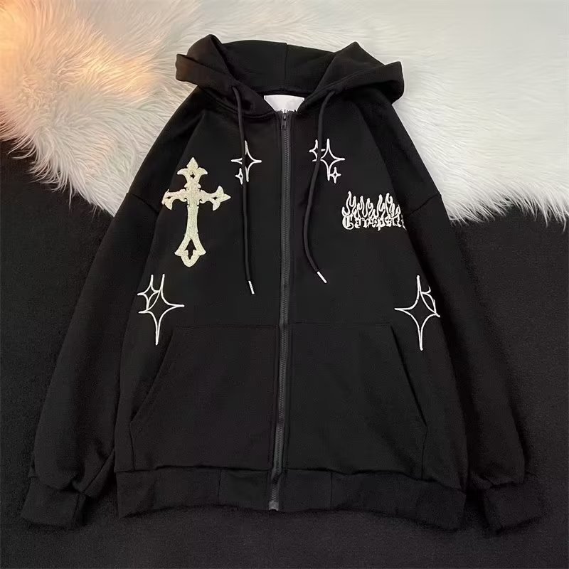 Áo Hoodie Dáng Rộng Thêu Chữ Thời Trang Cho Nam