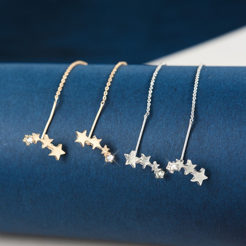 Tinh tế được cá nhân hóa all-match phụ nữ cô gái bowknot teardrop star dangle earring high-end tính khí dài tua tai dòng drop earrings trang sức