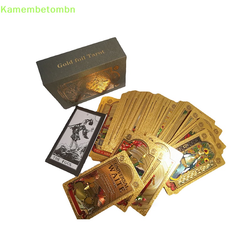 Kamembbn bộ bài tarot hộp quà lá vàng bài tarot dập nóng pvc chống thấm vn