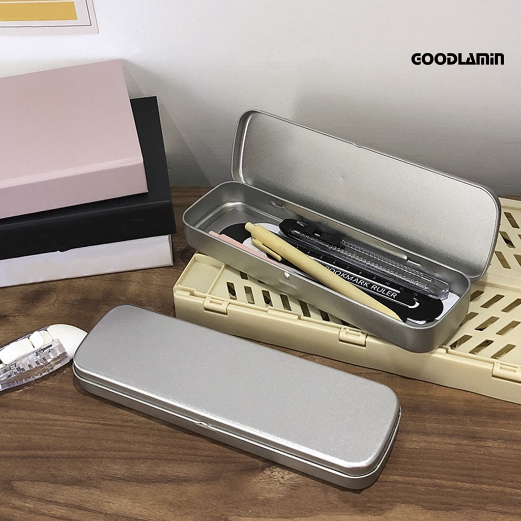 Goodlawj hộp bút dung lượng lớn kim loại nặng hình chữ nhật đa chức năng bé trai bé gái học sinh bút chì