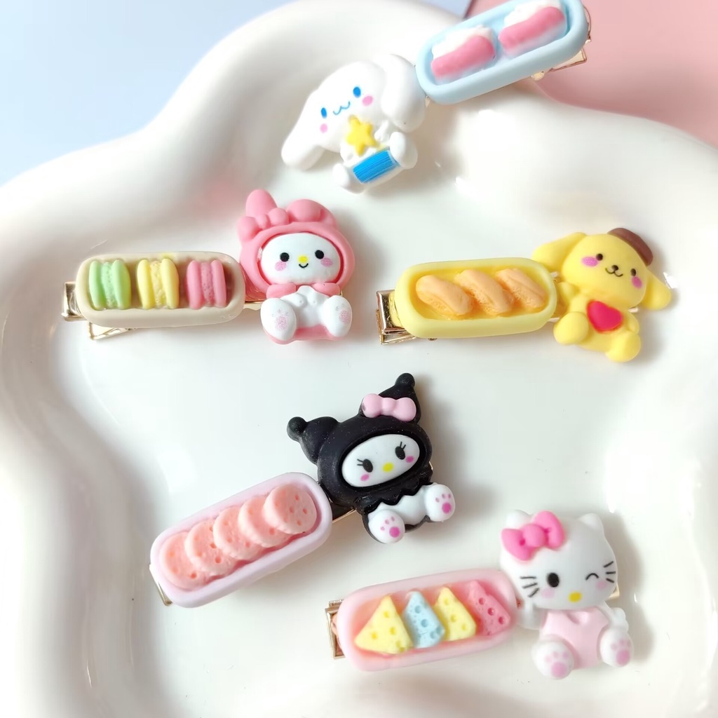 SANRIO Thời Trang Kẹp Tóc Mỏ Vịt Bằng Kim Loại Họa Tiết Hoạt Hình Đơn Giản
