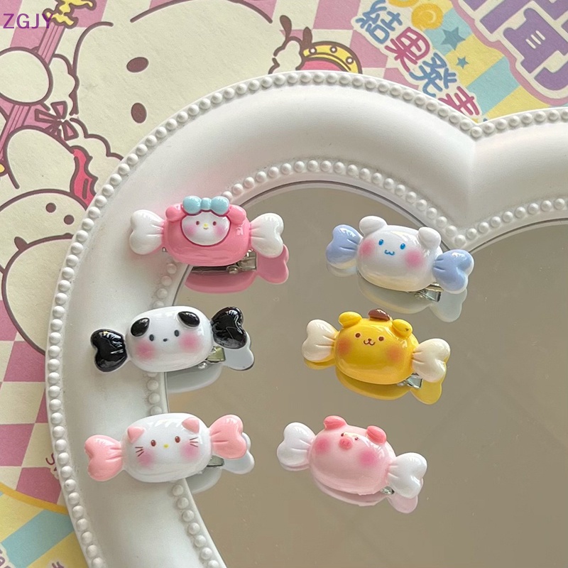 Terokk 1 cái / 6 cái sanrio cinnamon dog my melody pompom purins hello kitty phim hoạt hình kẹo barrettes trẻ em kẹp mỏ vịt mini kẹp tóc mũ nón mới