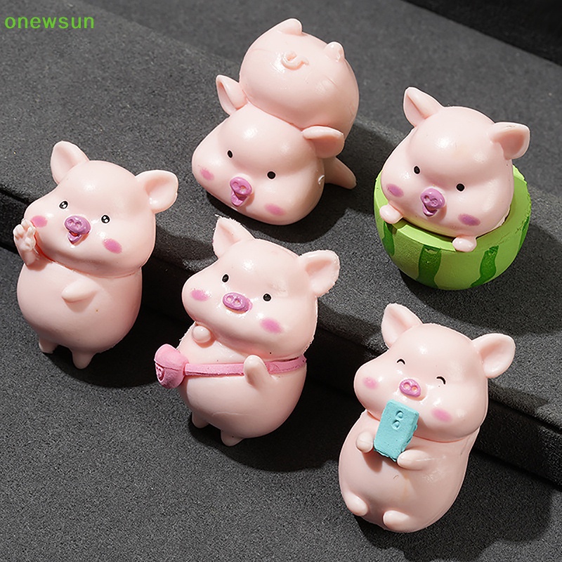 Onewsun búp bê dễ thương micro 3d dưa hấu tượng lợn thu nhỏ đồ trang trí vườn động vật tự làm hộp đựng điện thoại bàn bàn trang trí nội thất mới
