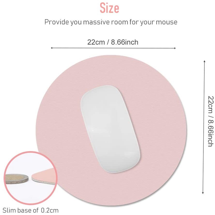 Tấm Lót Chuột / Bàn Phím Máy Tính Hình Tròn Bằng Da pu Màu Trơn Chống Trượt / Thấm Nước Tiện Dụng