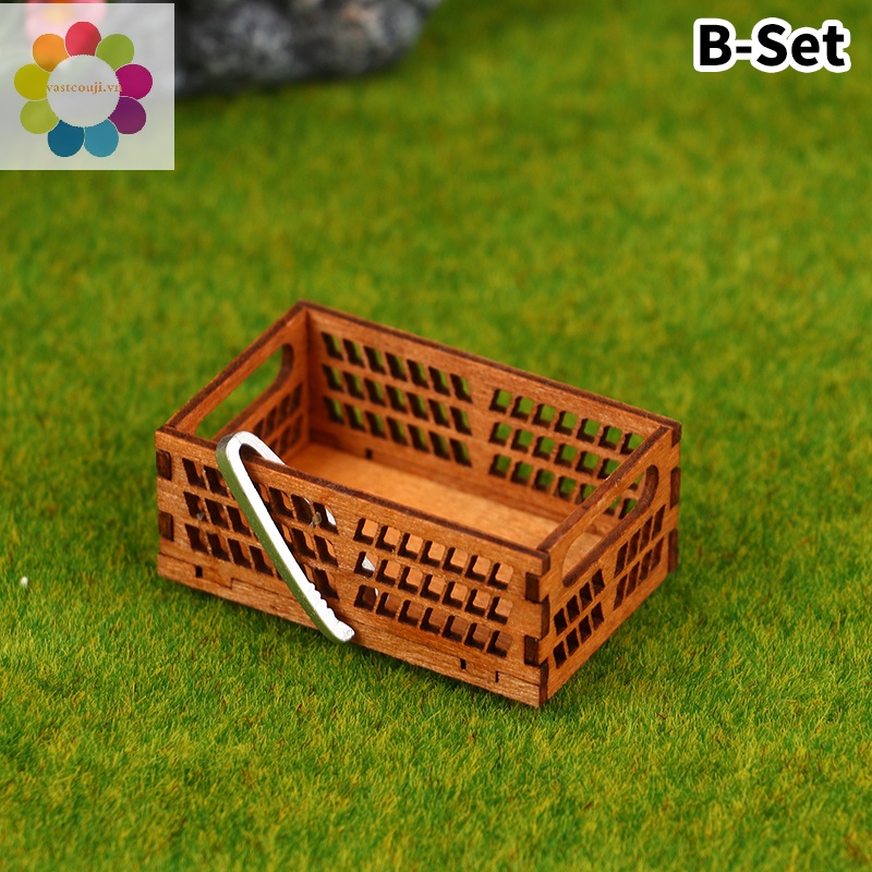 Vastji 1set 1:12 dollhouse miniature bread rack cake kệ lưu trữ hộp / giỏ w / kẹp nướng cảnh trang trí nhà búp bê phụ kiện vn