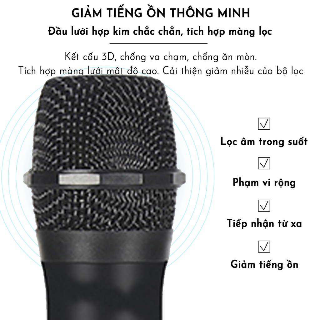 Bộ micro đôi không dây ONTEKCO MV02 hát karaoke gia đình chuyên nghiệp