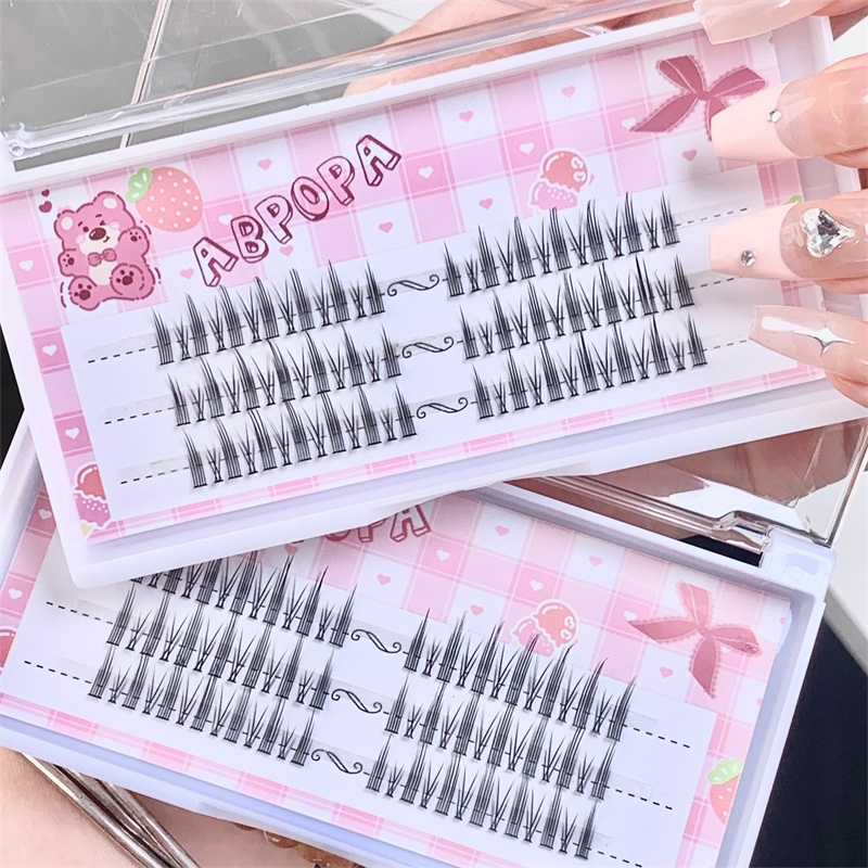 Abpopa three row nature eyelashes soft 3 cặp có thể tái sử dụng không cần cắt xén