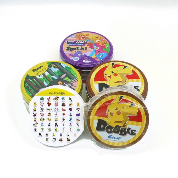 Lin spot it game phim hoạt hình anime dobble pokemon doraemon english cards board game for party kids quà tặng