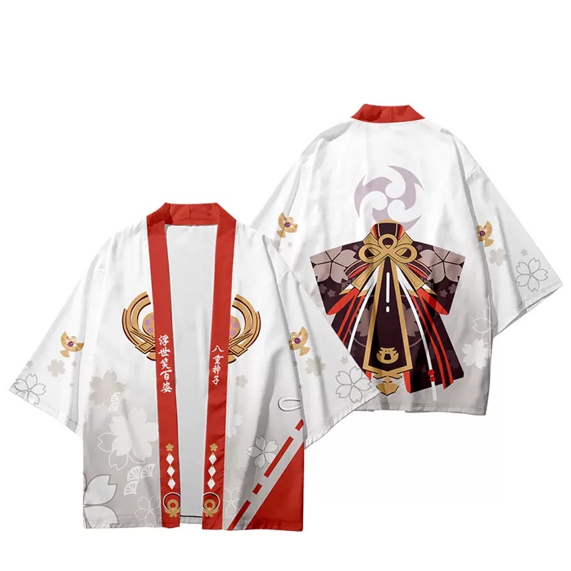 Trò chơi genshin impact yae miko cosplay áo choàng kimono genshin impact trang phục 3d in haori áo choàng bên áo sơ mi thời trang dạo phố