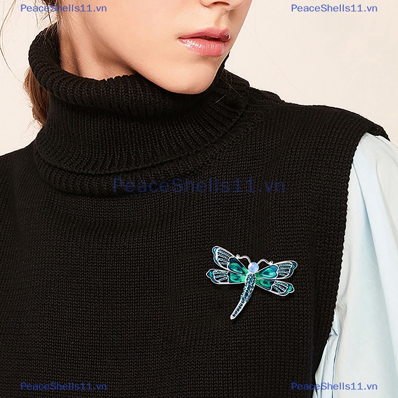 Peaceshells thời trang chuồn chuồn tinh tế men pha lê trâm hình côn trùng corsage cho phụ nữ giản dị hợp thời trang cá tính phù hiệu ghim rhinestone.