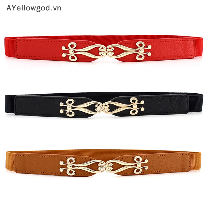 Ayellowgod thời trang dây thắt lưng đàn hồi thanh lịch cummerbund phụ nữ váy khóa thắt lưng dây đeo eo vn