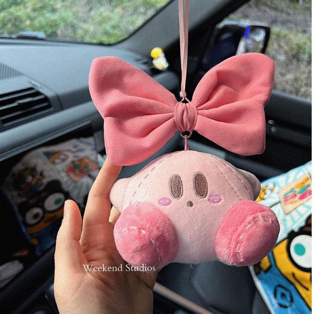 Mặt dây chuyền kirby ngôi sao shanhai, móc khóa sang trọng kirby's dream land kirby sang trọng, ngôi sao mềm dễ thương kirby pink bow car ornament