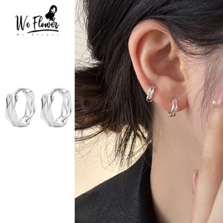 Khuyên tai WE FLOWER bạc s925 hình tròn xoắn đôi tối giản đeo hàng ngày cho nam và nữ