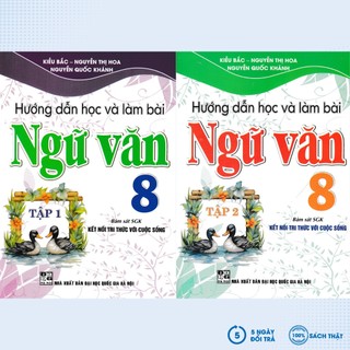 Sách - combo hướng dẫn học và làm bài ngữ văn 8 - tập 1 + 2 - ha