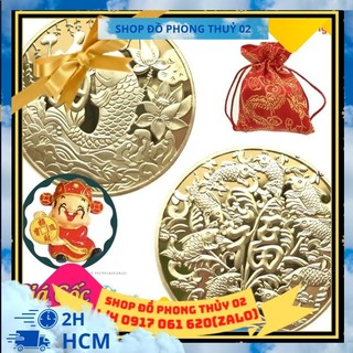 Đồng Xu Cá Chép Hoá Rồng Phong Thuỷ May Mắn Chất Liệu Niken mạ Vàng Sáng Bóng