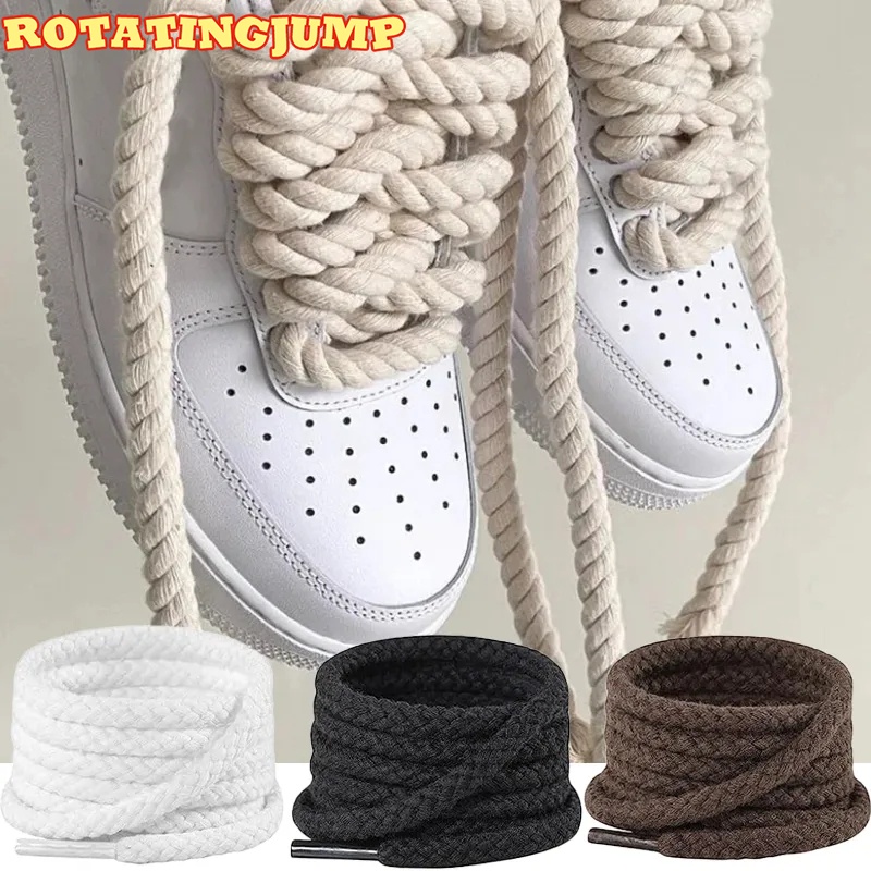 2 chiếc dây cotton dày hơn dệt dây xoắn dây giày màu rắn vải lanh đậm nét dây giày nữ nam thể thao chạy bộ giày thể thao dây hợp thời trang bền thời trang dạo phố cá tính