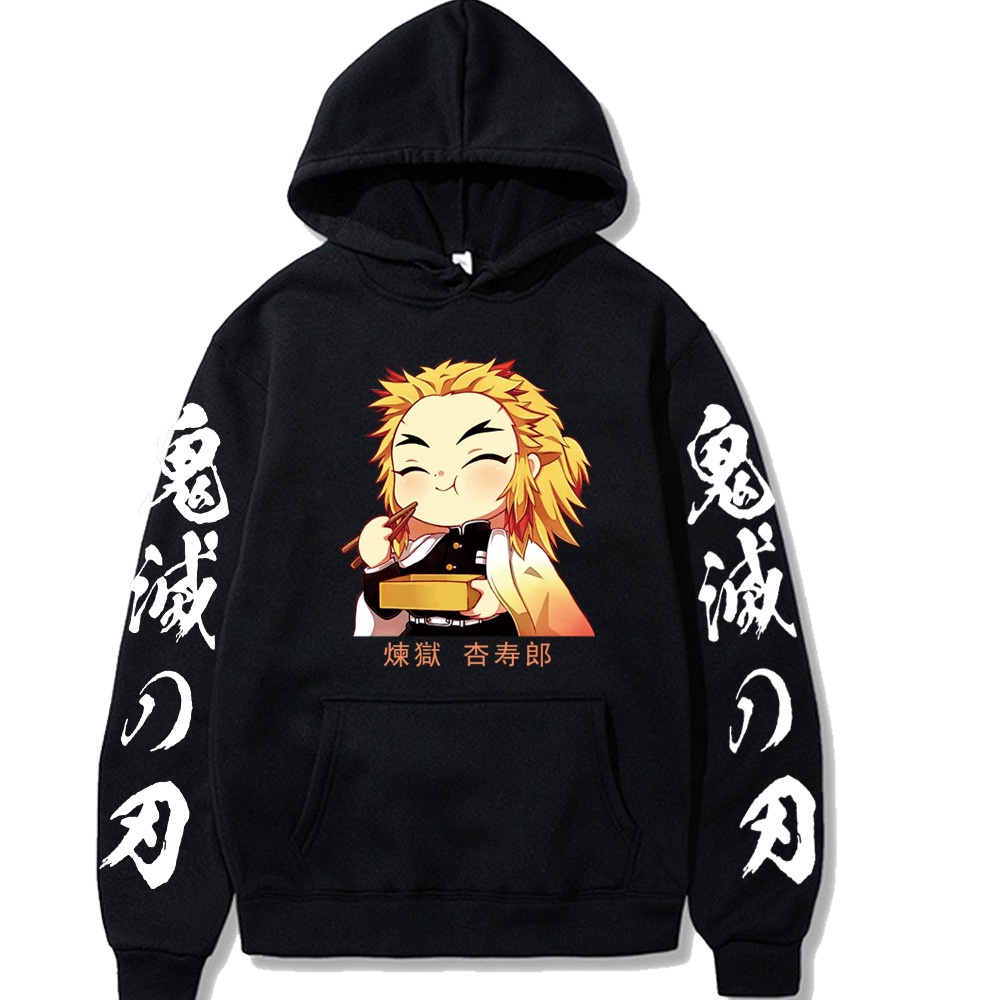 Kimetsu no yaiba anime áo khoác ngoại vi thời trang in áo len có mũ trùm đầu thông thường của nam và nữ