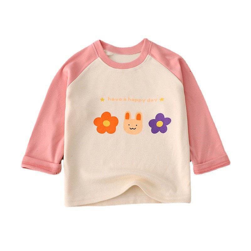 Áo Thun Tay Dài Chui Đầu Vải Nhung Ấm Áp In Họa Tiết Hoạt Hình Phong Cách Đức Thời Trang Thu Đông Cho Bé Kích Thước 70-150cm