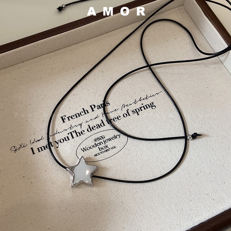 Dây đen ngôi sao choker vòng cổ nữ màu đen