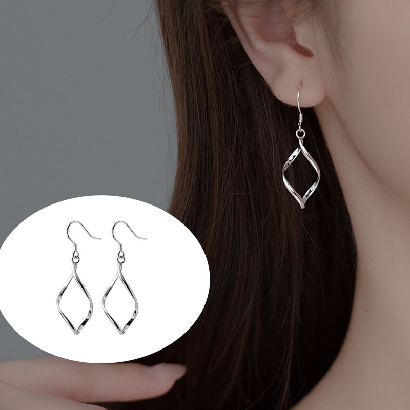 Thả hoa tai cho phụ nữ phong cách đơn giản xoắn ốc mạ bạc màu móc bông tai trang sức thời trang món quà sinh nhật