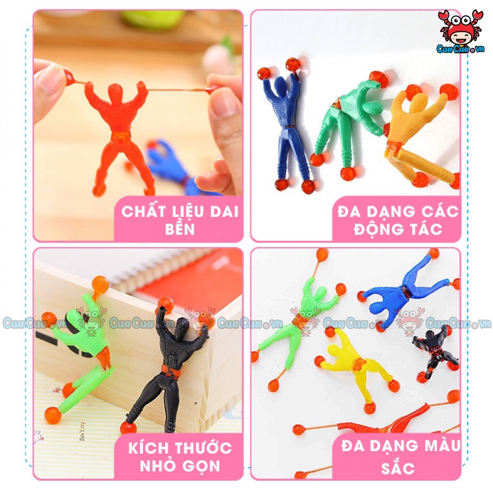 Combo 40 Món Đồ Chơi Giải Trí Gồm: Gà bắn dính tường, Siêu Nhân Người Nhện Leo Dính Tường, Bàn Tay Dính, Chùy Gai Dính