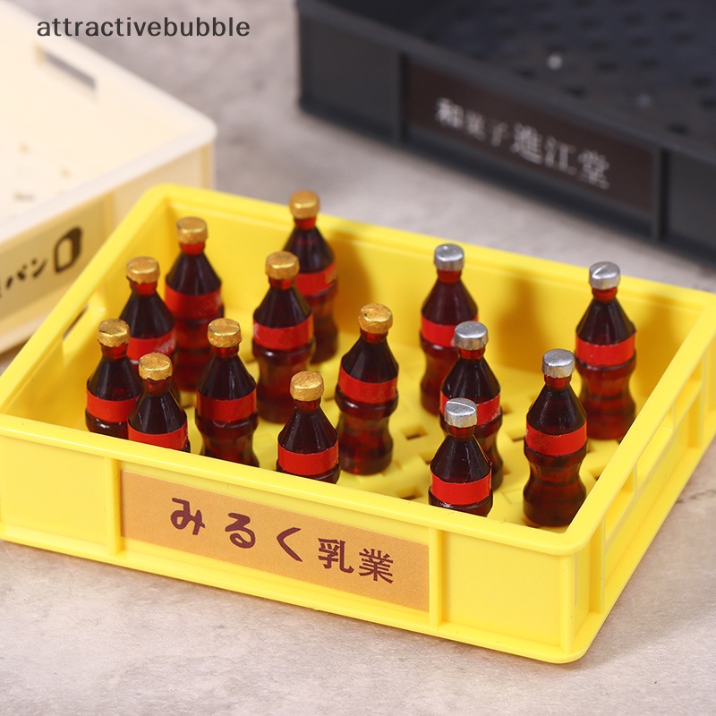 Atvn trang trí nhà bếp đồ chơi nhà búp bê phụ kiện siêu thị trang trí cảnh 1:12 đồ uống thu nhỏ giỏ đựng bánh mì sữa mô hình martijn