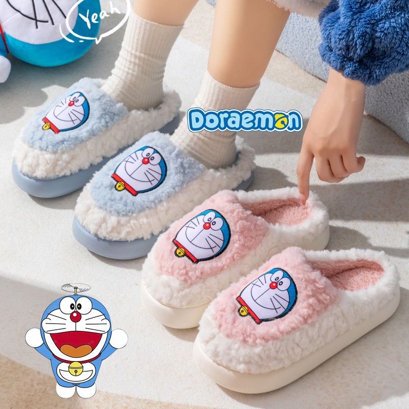 Dép Bông Đi Trong Nhà Mùa Thu Đông Phong Cách doraemon 2023 Dễ Thương Dày Dặn Ấm Áp