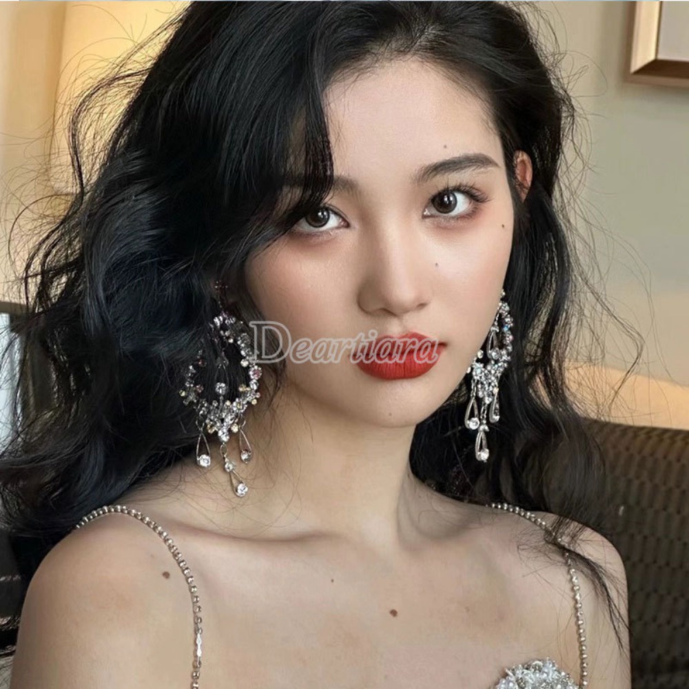 Châu âu và mỹ rỗng giọt nước hoa tai lớn cho phụ nữ hoa tai lưới màu đỏ phong cách cổ điển baroque