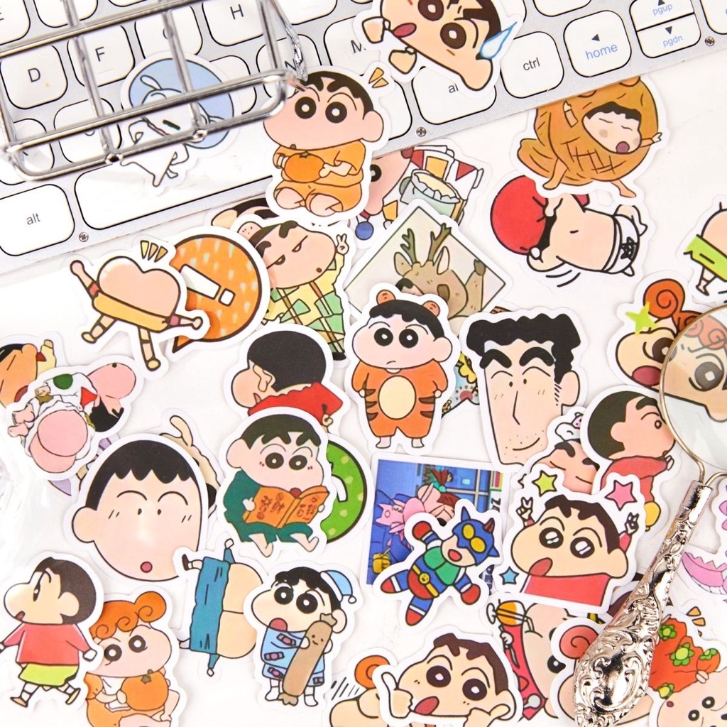 Bộ 100 Tấm Sticker Hoạt Hình shin-chan Chống Thấm Nước Xinh Xắn