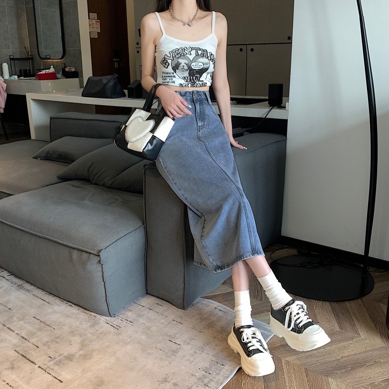 NZN Chân Váy Jean Chữ A Lưng Cao Thời Trang Nữ Tính