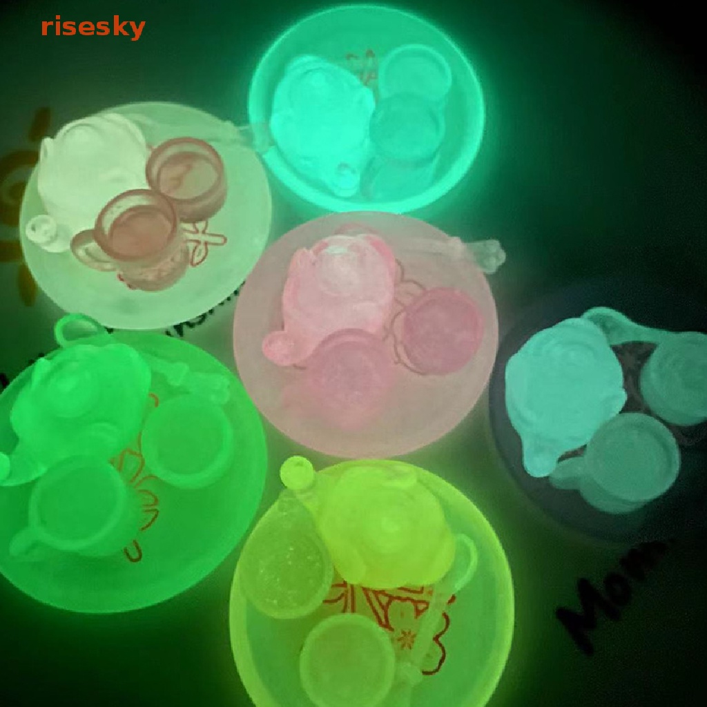 Bộ Ấm Trà Ba Chiều Bằng Nhựa Resin Ba Chiều Màu Dạ Quang Trong Suốt