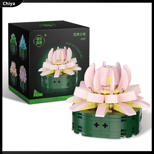 Bộ Đồ Chơi Lắp Ráp Chậu Cây Sen Đá Sáng Tạo Trang Trí Nội Thất