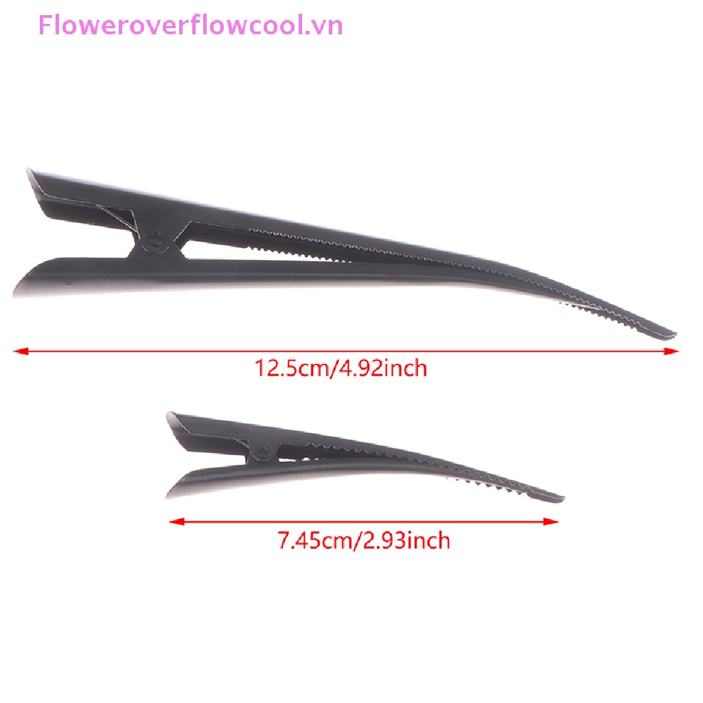 Set 4 Kẹp Tóc Mỏ Vịt / Răng Hoa 12.5cm Bằng Kim Loại Màu Đen
