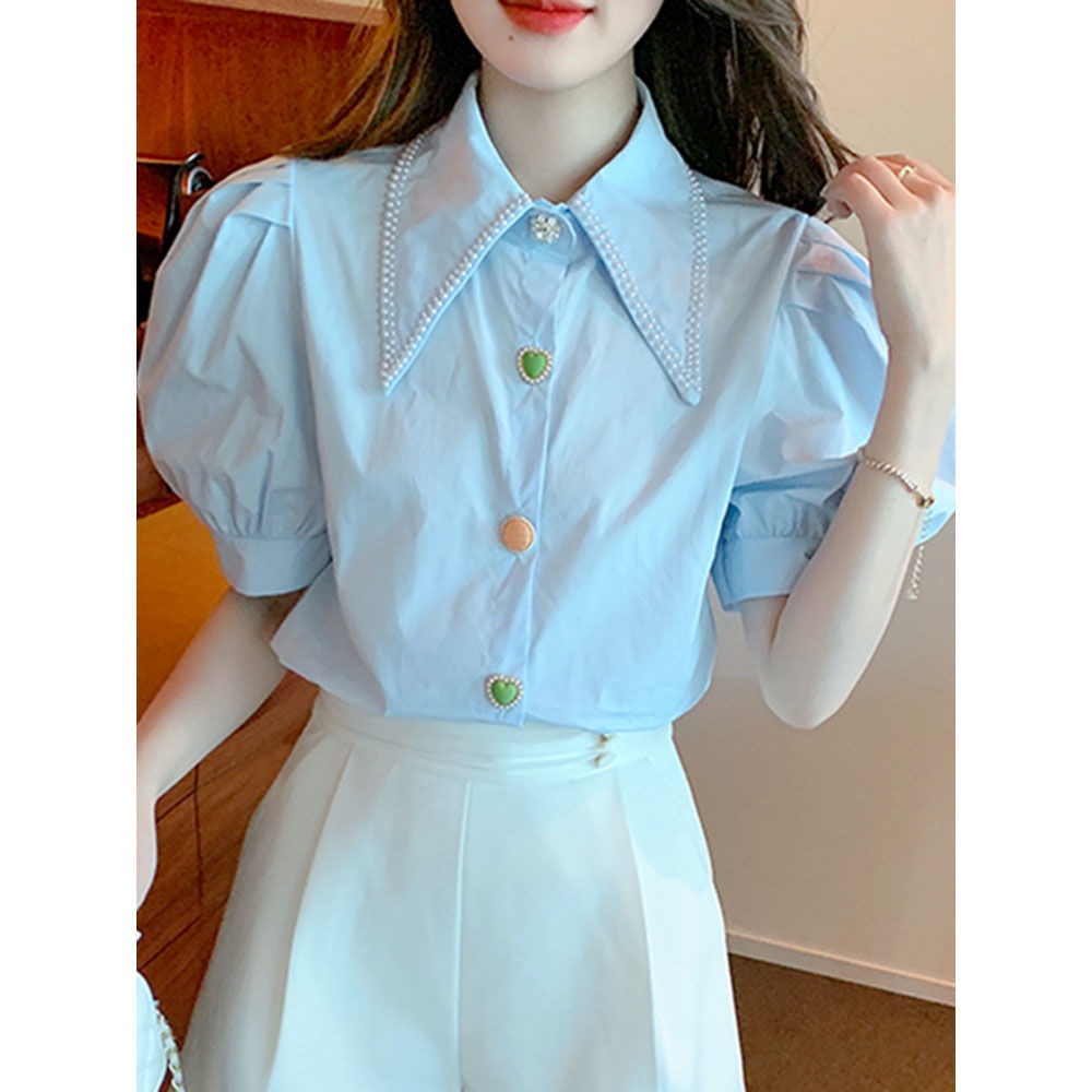 Áo Sơ Mi Tay Phồng Thời Trang Mùa Hè Hàn Quốc 2023 Thiết Kế Mới Cho Nữ