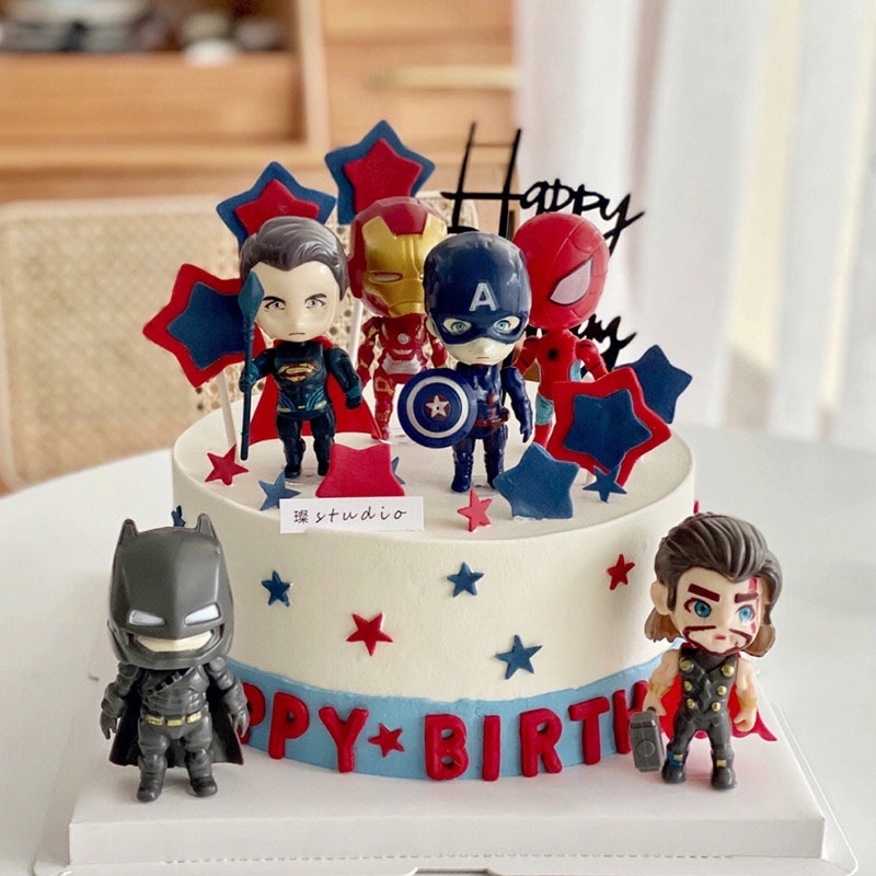 Đồ Chơi Nhân Vật Hoạt Hình Avengers 6 Kiểu Nhân Vật Iron Man Spider Man Hulk US Captain America Batman Trang Trí Bánh Kem Sinh Nhật