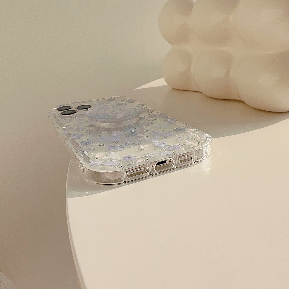 Ốp Điện Thoại Túi Khí Hình Tròn Gắn Giá Đỡ Hình Hoa Cho IPhone 14promax 14pro 13promax 12 11