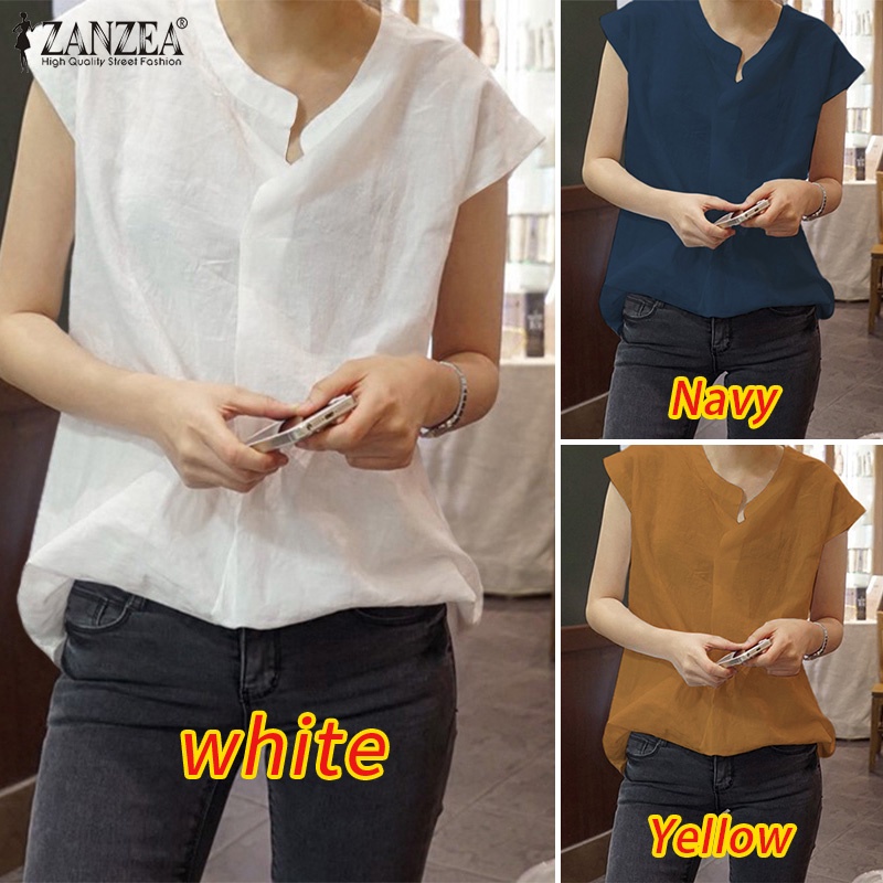 ZANZEA Áo Nữ Không Tay Cổ Đứng Thời Trang Quyến Rũ