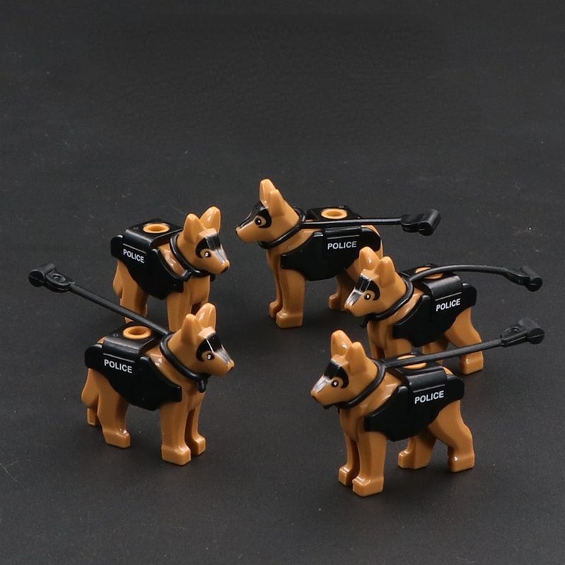 Tương thích với phụ kiện chống bạo động của cảnh sát LEGO, gạch nhựa chó con cảnh sát chó cảnh sát tìm kiếm và cứu hộ ch