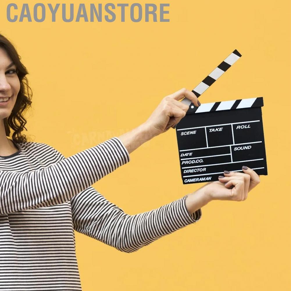 Caoyuanstore Movie Clapper Board  Film Clap Wooden Black 20 X 20cm Durable for Director Decoration
