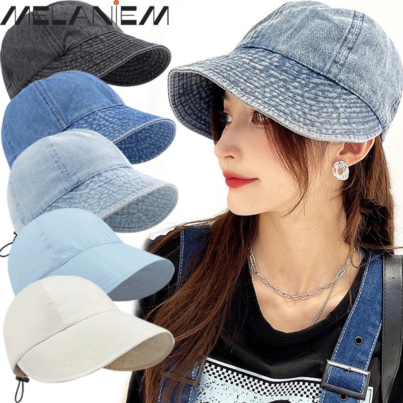 Nón Tai Bèo Denim Dây Rút Vành Rộng Chống Nắng Có Thể Điều Chỉnh Thời Trang Đi Biển Mùa Hè Cho Nam Và Nữ