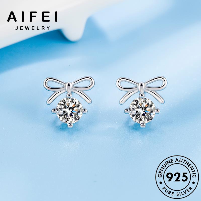 AIFEI JEWELRY 925 kiện Thời hàn xỏ bản tròn nữ nơ quốc bạc thương moissanite thật cương trang nguyên sức tua dễ vành thời kim phụ bông khuyên tai E148