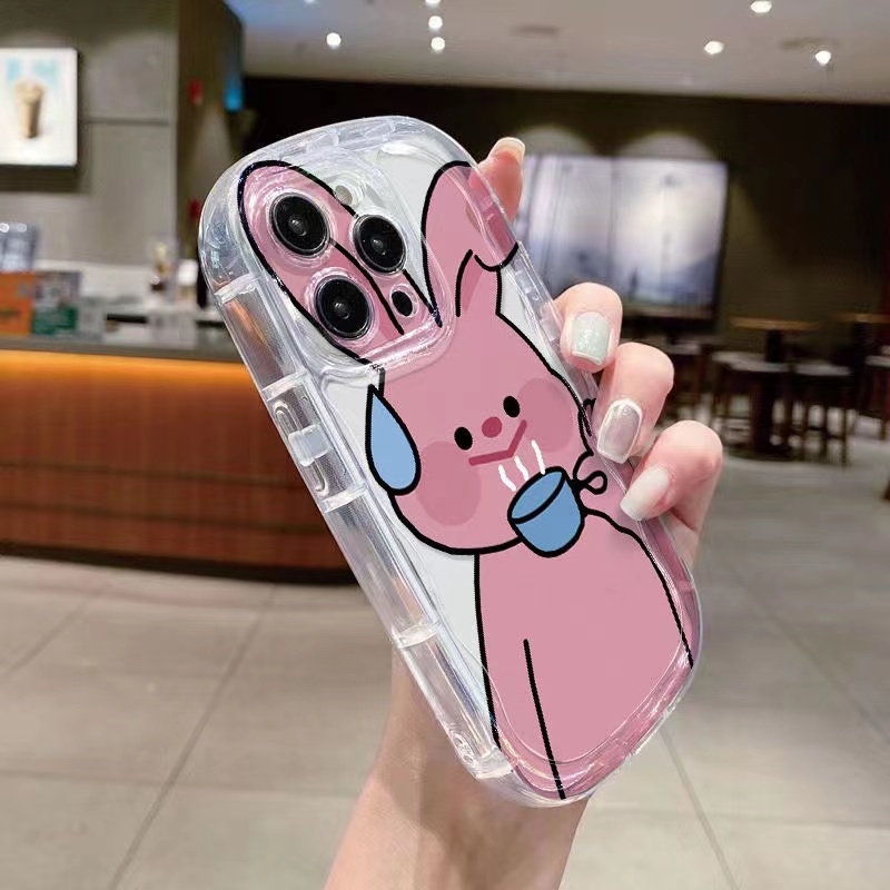 Ốp Điện Thoại Silicone TPU Mềm Trong Suốt Chống Sốc In Hình Thỏ Cho IPhone 14 13 12 11 Pro Max XS X XR 8 7 Plus