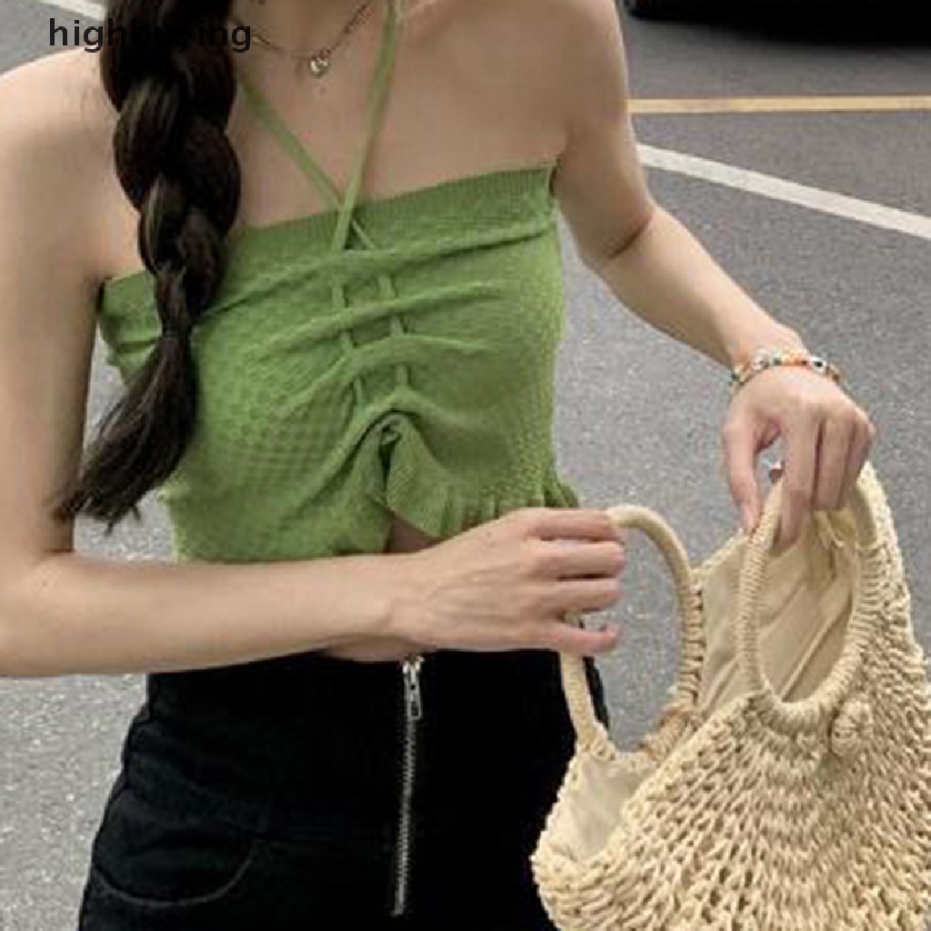 Áo Croptop Dệt Kim Ôm Dáng Phong Cách Đường Phố Gợi Cảm Cho Nữ