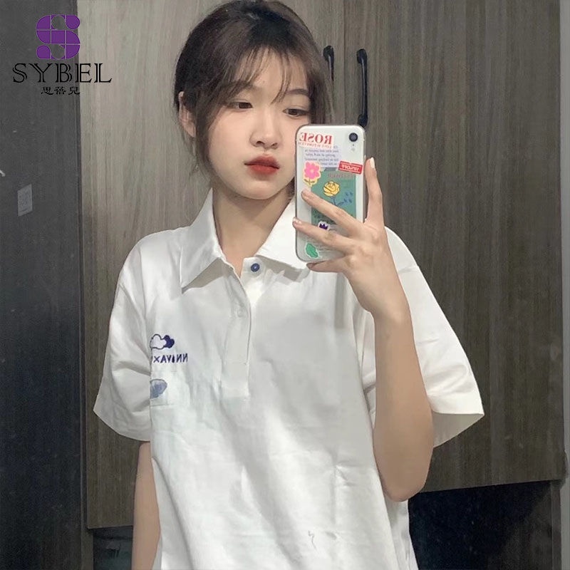 Áo polo Tay Ngắn Dáng Rộng Thiết Kế Mới Thời Trang Mùa Hè Theo Phong Cách Hàn Quốc Cho Nữ