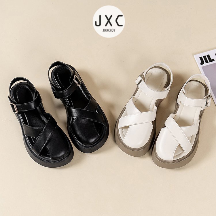 Giày sandal JINXCHOY hở ngón đế dày nhẹ nhàng thoải mái màu trơn phong cách Hàn Quốc mới thời trang cho nữ