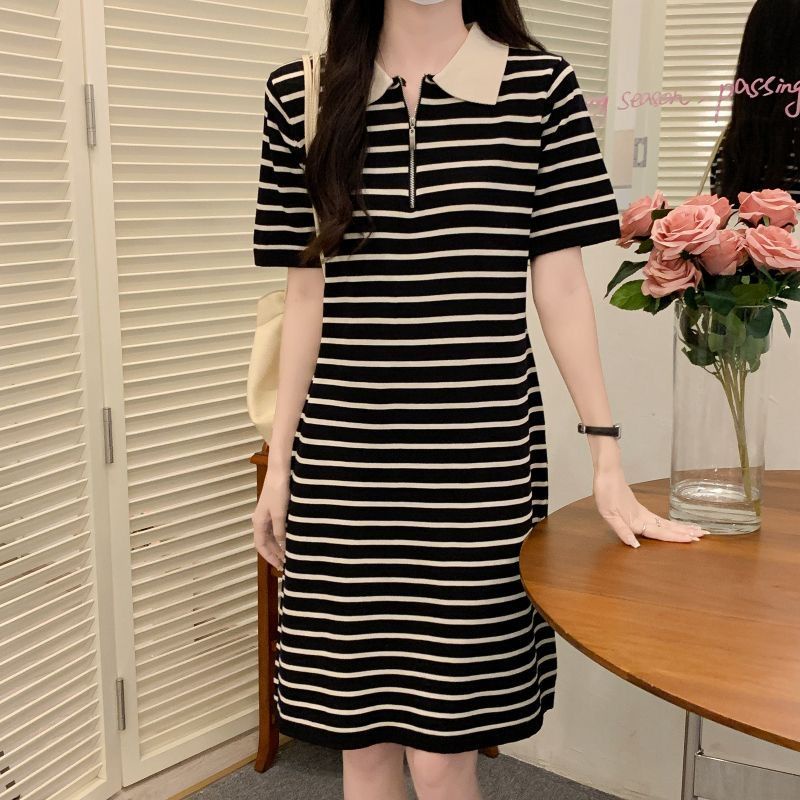 Đầm Polo Dệt Kim Kẻ Sọc Ngắn Tay Thời Trang Hè Sành Điệu 2023