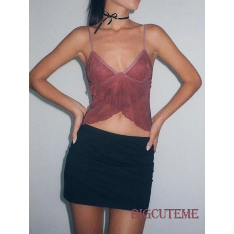 Áo Croptop Hai Dây Cổ Chữ V In Họa Tiết Thời Trang Mùa Hè Cho Nữ