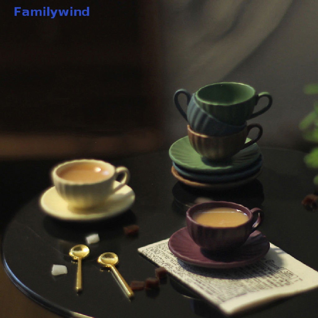 Set 3 Muỗng / Tách Cà Phê / Đĩa Mini Tỉ Lệ 1: 12 Dùng Trang Trí Nhà Búp Bê