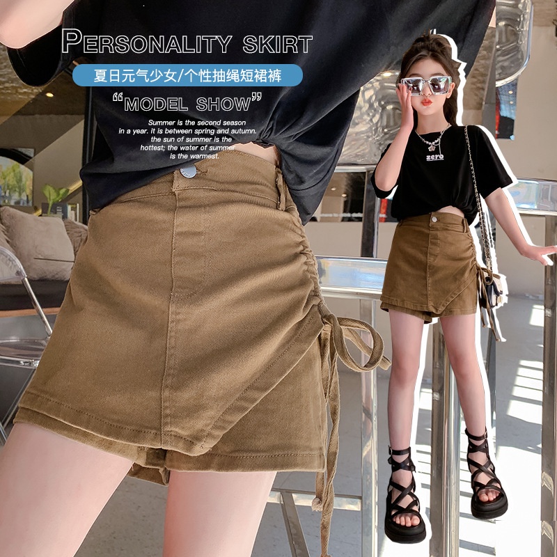 Quần Culottes Phối Dây Rút Thời Trang Mùa Hè Cho Bé Gái