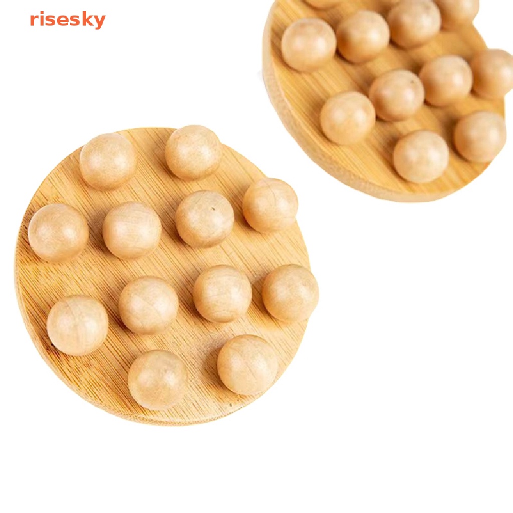 Bàn Chải Mát Xa Gua Sha 12 Hạt Cầm Tay Bằng Gỗ Cho Cơ Thể